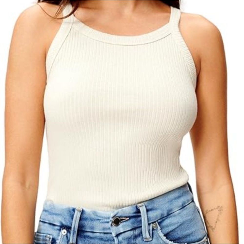 NWT Good American Chunky Rib Tank Bodysuit ,size 6(2XL) color is Bone.